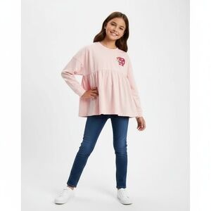 Disney Spirit Jersey Girls XL Pink Long Sleeve Peplum Walt Disney World 1971 The